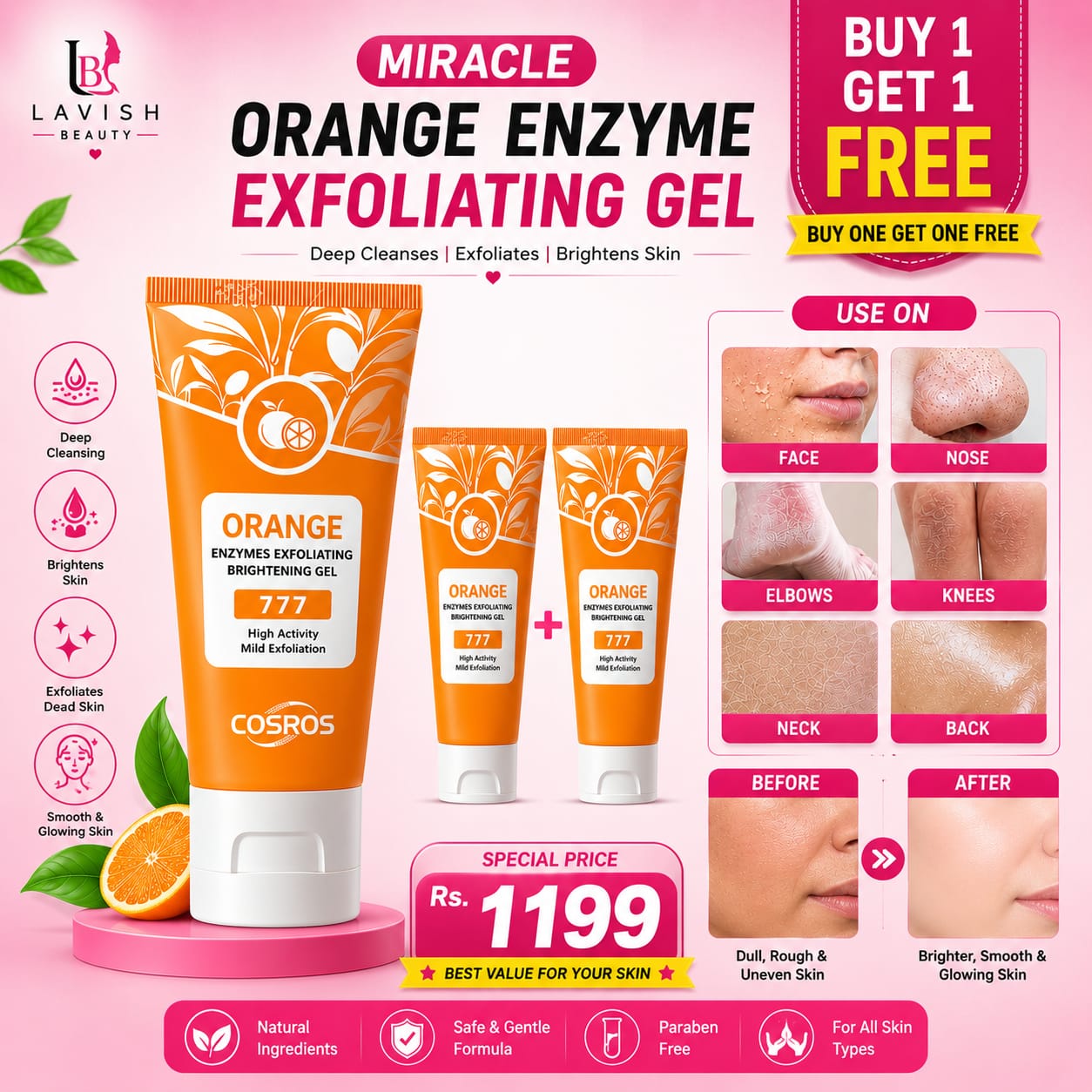 Orange Exfoliating Brightening Gel - Pack of 3