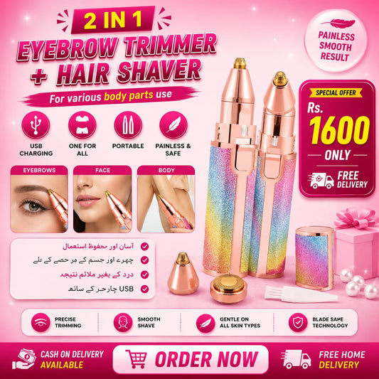 2 In 1 Rechargeable Flawless Eyebrow & Facial Hair Remover